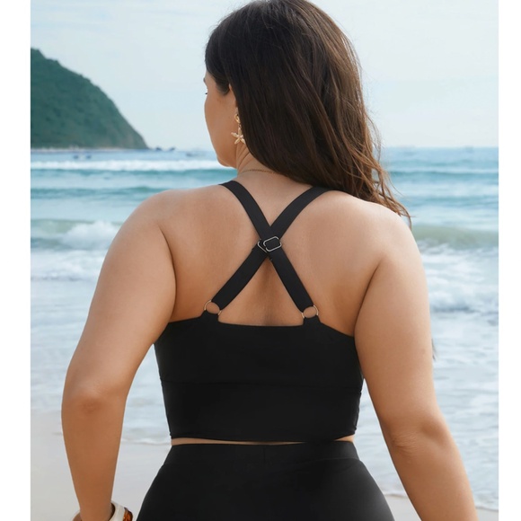 Black Feminine 2 Piece Swimwear Set - Picture 3 of 6